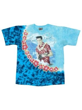 Vintage 90’s Liquid Blue Elvis Presley Blue Hawaii Movie Full Print Tee Shirt
